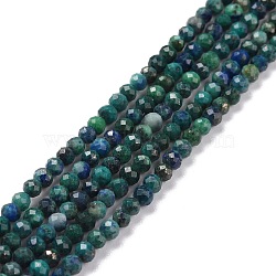 Natural Chrysocolla & Lapis Lazuli Beads Strands, Faceted, Round, 3~3.5mm, Hole: 0.7mm, about 138pcs/strand, 15.31''(38.9~39.2cm)(X-G-D463-08B)