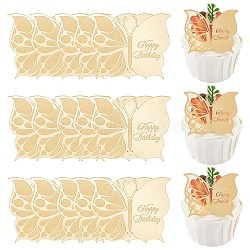21Pcs Birthday Theme Mirror Effect Acrylic Birthday Cupcake Insert Card Decoration, Cake Toppers, Butterfly with Word Happy Birthday, Gold, 43.5x54.5x1.5mm(AJEW-SP0001-73B)