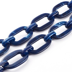 Handmade Acrylic Cable Chains, Dark Blue, 36.5x21x3.5mm, about 39.37 inch(1m)/strand(AJEW-JB00956-01)