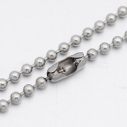 Tarnish Resistant 304 Stainless Steel Ball Chain Necklaces, Stainless Steel Color, 17.7 inch(45cm)(NJEW-A288F-06P)