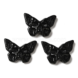 Natural Obsidian Pendants, Butterfly Charms with Engraved Skull, 25.5~26x37x7~9mm, Hole: 1.5~1.6mm(G-C091-04E)