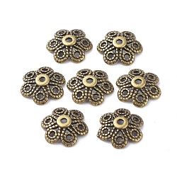 Tibetan Style Alloy Bead Caps, Lead Free & Nickel Free & Cadmium Free, Antique Bronze Color, about 12.5mm long, 12.5mm wide, 4mm thick, hole: 1.5mm(X-MLF10883Y-NF)