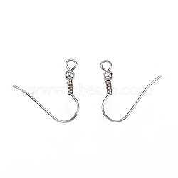 Tarnish Resistant 304 Stainless Steel Earring Hooks, Ear Wire, with Horizontal Loop, Stainless Steel Color, 19~21x20~23x3mm, Hole: 2mm(STAS-D448-037P)