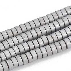 Electroplate Non-magnetic Synthetic Hematite Beads Strands, Matte Style, Donut, Platinum Plated, 4x2mm, Hole: 2.5mm, about 200pcs/strand, 15.7 inch(G-T061-140M)