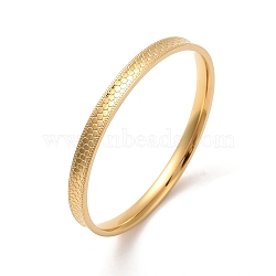 Ion Plating(IP) 304 Stainless Steel Bangles with Dragon Scales Pattern, Real 18K Gold Plated, 1/4 inch(0.6cm), Inner Diameter: 2-3/8 inch(6cm)(BJEW-C056-01B-G)