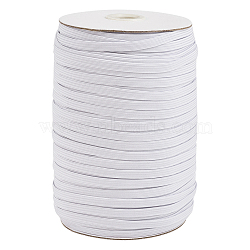 1/4 inch Flat Braided Elastic Rope Cord, Heavy Stretch Knit Elastic with Spool, White, 6mm, about 190~200yards/roll (570~600 feet/roll)(X-EC-R030-6mm-01)