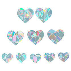 Rainbow Prism Paster, Window Sticker Decorations, Heart, Colorful, 10x9cm, 15x14cm, 10pcs/set(DIY-WH0203-82)