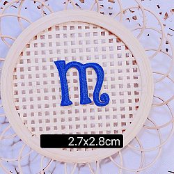 Computerized Embroidery Cloth Self Adhesive Patches, Stick on Patch, Costume Accessories, Letter, Blue, M:27x28mm(FIND-TAC0002-02M)