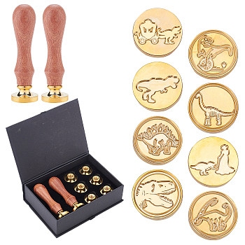 DIY Scrapbook Crafts, Including Pear Wood Handle, Brass Wax Seal Stamp Heads, Golden, 25x14mm, 10pcs/box