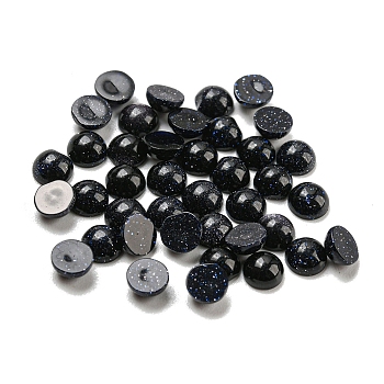 Synthetic Blue Goldstone Cabochons, Half Round, 4x2~2.5mm