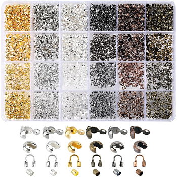 DIY Brass & Iron Jewelry Making Finding Kits, Mixed Color, 2x2x0.15mm, Hole: 1.5mm, 6 colors, 150pcs/color, 900pcs