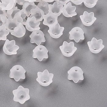 Transparent Acrylic Beads Caps, Tulip Flower, Lily of the Valley, Frosted, Clear, 10x6mm, Hole: 1.5mm, about 2100pcs/500g