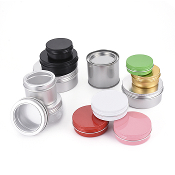 Aluminium Tin Cans, Aluminium Jar, Storage Containers for Cosmetic, Candles, Candies, Mixed Color, 4.2~10.3x1.7~6cm