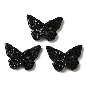 Natural Obsidian Pendants, Butterfly Charms with Engraved Skull, 25.5~26x37x7~9mm, Hole: 1.5~1.6mm