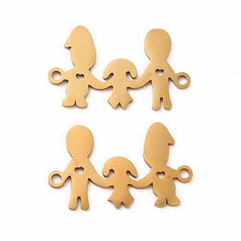201 Stainless Steel Connector Charms, Family Links, Golden, 15x25x1mm, Hole: 1.6mm