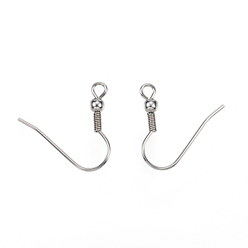 Tarnish Resistant 304 Stainless Steel Earring Hooks, Ear Wire, with Horizontal Loop, Stainless Steel Color, 19~21x20~23x3mm, Hole: 2mm