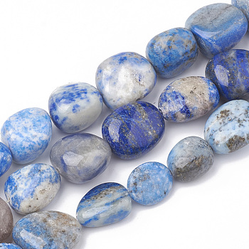 Natural Lapis Lazuli Beads Strands, Tumbled Stone, Nuggets, 10~25x11~18x4~14mm, Hole: 1mm, about 22~24pcs/strand, 16.5 inch