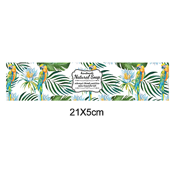 Handmade Soap Paper Tag, Both Sides Coated Art Paper Tape with Tectorial Membrane, Rectangle with Leaf/Flower Pattern & Word, for Soap Packaging, Light Cyan, 210x50mm