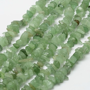 Natural Green Aventurine Beads Strands, Chip, Light Green, 3~5x7~13x2~4mm, Hole: 0.4mm, about 31.5 inch(80cm)