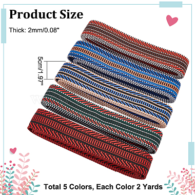WADORN 5Pcs 5 Colors Bohemian Style Polyester Striped Ribbon(OCOR-WR0001-07B)-2