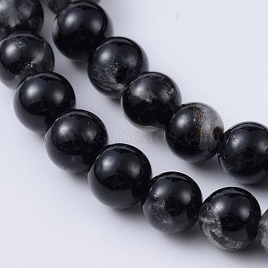 Natural Black Tourmaline Beads Strands(G-F666-05A-4mm)-2