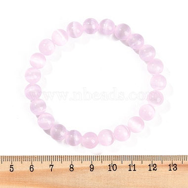 Dyed Natural Selenite Round Beaded Stretch Bracelets for Women(G-U005-02I)-5