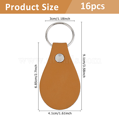 16Pcs Teardrop PU Leather Keychains(KEYC-DC0001-47A)-2