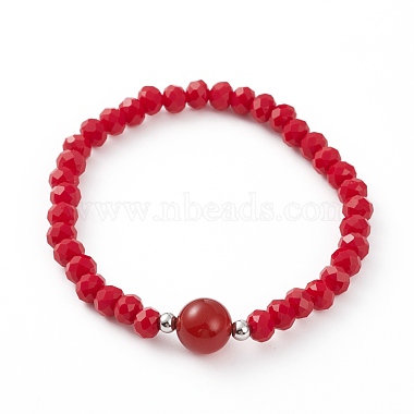 Faceted Glass Beads Stretch Bracelets(BJEW-JB05887)-2