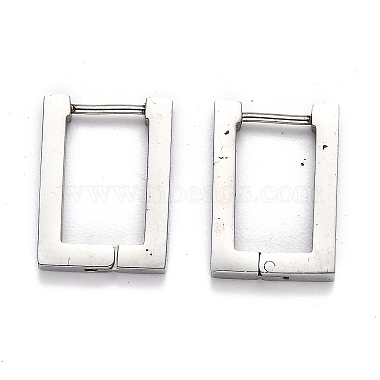 Tarnish Resistant 304 Stainless Steel Rectangle Huggie Hoop Earrings(STAS-J033-10A-P)-2