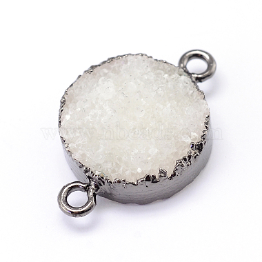 Natural Drusy Agate Flat Round Links connectors(G-P090-19)-3