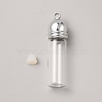 Glass Wishing Bottle Pendant, with Aceylic Findings, Clear, 42x12mm, Hole: 2.5mm(FIND-WH0160-68)