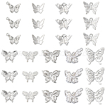 54Pcs 9 Styles Alloy Pendants, Butterfly, Silver, 11~20x13~21x2~4mm, Hole: 1.2~2.5mm, 6pcs/style(FIND-SC0017-51)