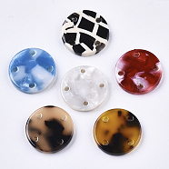 Cellulose Acetate(Resin) Chandelier Component Links, Flat Round, Mixed Color, 15.5x2.5mm, Hole: 1.5mm(KY-S158-65B)