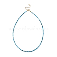 Natural Apatite Beaded Necklaces, with Golden Plated Brass Chain Extender and Spring Ring Clasps, Golden, 17.32~17.52 inch(44~44.5cm)(NJEW-JN02990-03)