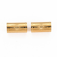 304 Stainless Steel Beads, Column with Star, Real 14K Gold Plated, 12x6mm, Hole: 1.8mm(STAS-S116-292G)