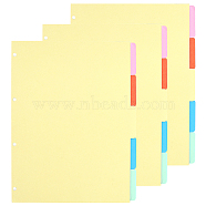 Paper Discbound Notebook Index Divider Sheets, for Binder, Rectangle, Mixed Color, 290x220x0.3mm, Hole: 5mm, 5 sheets/bag(AJEW-WH20011-03D)