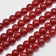 Natural & Dyed Malaysia Jade Bead Strands, Imitation Red Agate, Round, Red, 10mm, Hole: 1.0mm, about 38pcs/strand, 15 inch(G-A146-10mm-A02)