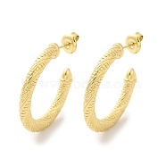 304 Stainless Steel Ring Stud Earrings, Half Hoop Earrings, Real 14K Gold Plated, 28x4mm(EJEW-G364-05G)