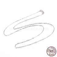 Anti-Tarnish Rhodium Plated 925 Sterling Silver Cable Chains Necklace for Women, Platinum, 15.75 inch(40cm)(STER-I021-08A-P)