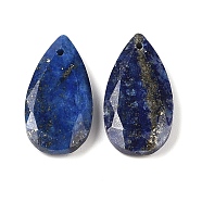 Natural Lapis Lazuli Pendants, Faceted Teardrop Charms, 24.5x13x4mm, Hole: 1mm(G-M440-01C)