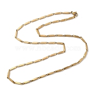 201 Stainless Steel Bar Link Chain Necklaces for Men Women, Golden, 19.65~19.92 inch(49.9~50.6cm)(NJEW-G112-07B-G)