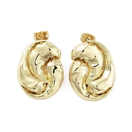 Shell Shape Brass Stud Earrings, Long-Lasting Plated, Lead Free & Cadmium Free, Real 18K Gold Plated, 24x19mm(EJEW-Q811-18G)