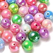 50Pcs UV Plating Rainbow Iridescent Acrylic Beads, Round, Mixed Color, 17.5mm, Hole: 2.8mm(PACR-CJ0001-29)