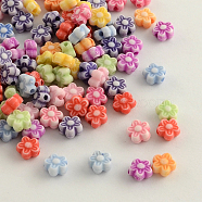 Craft Style Colorful Acrylic Beads, Flower, Mixed Color, 7x4mm, Hole: 1.5mm(X-MACR-Q157-M24)