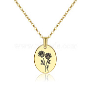 304 Stainless Steel Birth Month Flower Pendant Necklace, Floral Dainty Jewelry for Women, Golden, June Rose, 17.72 inch(45cm)(HUDU-PW0001-034F)