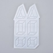 Solid Geometry Shape Silicone Molds, for DIY Earrings, Pendant Necklace Jewelry Silicone Resin Casting Mold, White, 186x109x5mm, Inner Diameter: 55.5~63x42~43mm(DIY-L048-10)