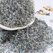 Transparent Glass Seed Beads, Half Plated, Two Tone, Round, Light Grey, 6/0, 4x3mm, Hole: 1.4mm(SEED-Z001-C-D09)