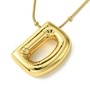 Ion Plating(IP) Initial Letter 304 Stainless Steel Pendant Necklaces, Real 18K Gold Plated, Letter D, 15.91 inch(40.4cm), pendant: 21x16mm(NJEW-R265-05G-D)