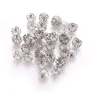 5-Petal 304 Stainless Steel Bead Caps, Stainless Steel Color, 10x4.5mm, Hole: 1mm(STAS-M212-03A)