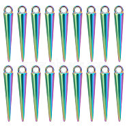 Alloy Pendants, Cone, Rainbow Color, 25x4mm, Hole: 2mm, 24pcs/box(FIND-UN0001-30)